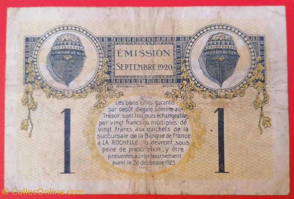 billets europe france la rochelle chambre de commerce 1 franc 1920