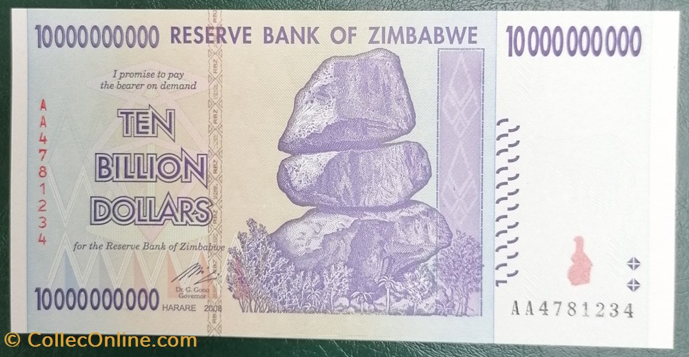billet afrique zimbabwe p 085 10 billion dollars 2008