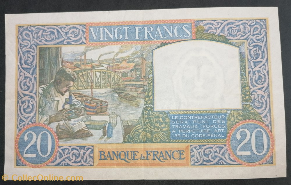 billets europe france p 092a 20 francs type 1940 science et travail