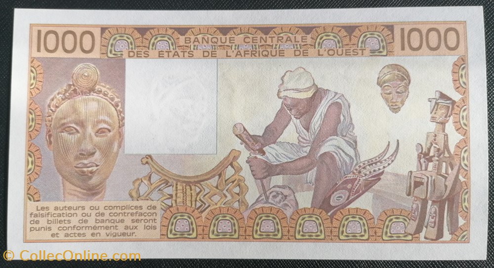 billets l afrique de ouest etats p 707 kj 1000 francs 1990