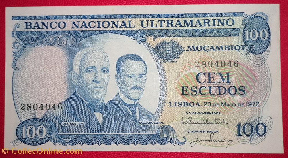 Mozambique P-113a.2 100 escudos mozambicains 1972 billets afrique mozambique p 113a 2 100 escudos mozambicains 1972