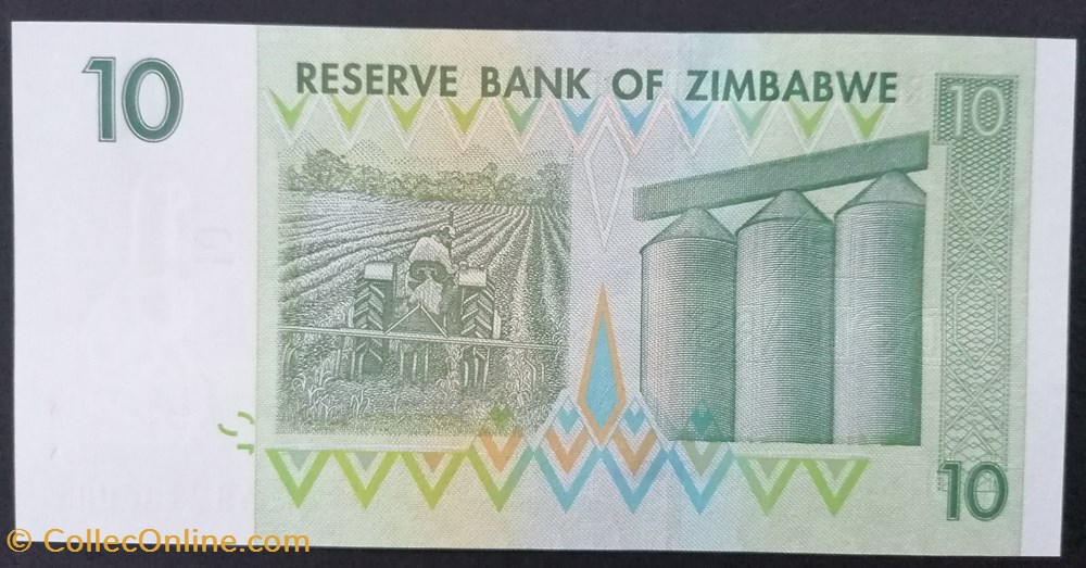 billet afrique zimbabwe p 067 10 dollars 2007