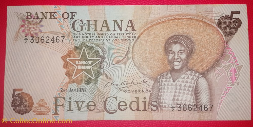 Ghana P-015b.3 5 cedis 1978 billets afrique ghana p 015b 3 5 cedis 1978