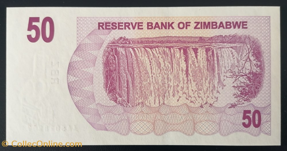 billet afrique zimbabwe p 041 50 dollars 2007