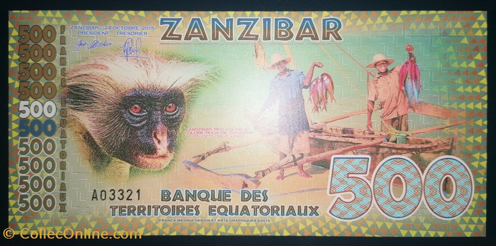 billet afrique zfantaisie 500 zanzibar banque des territoires equatoriaux 2015