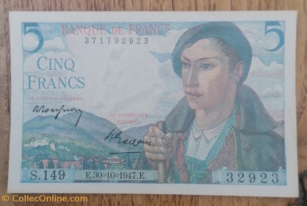 France P-098b 5 francs Berger 1947 billet europe france p 098b 5 francs berger 1947