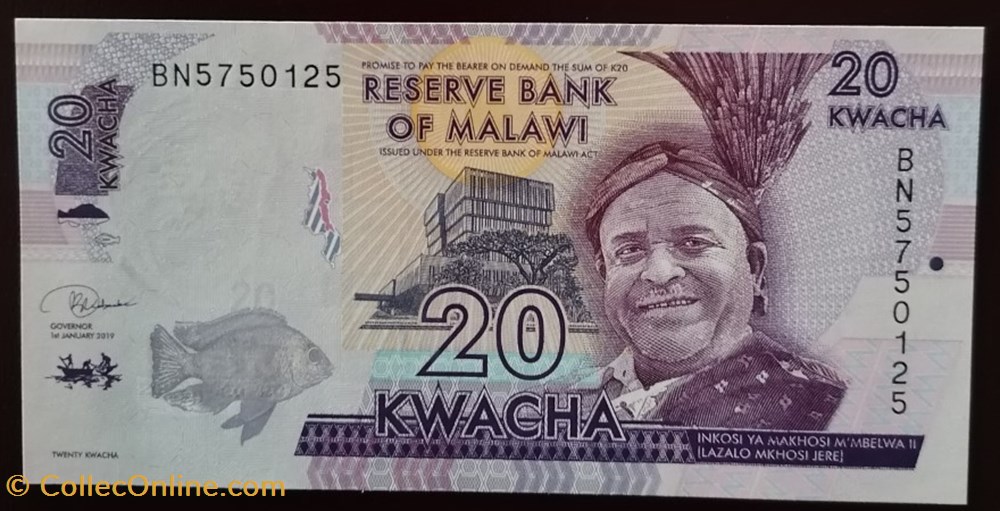 billet afrique malawi 20 kwacha 2019
