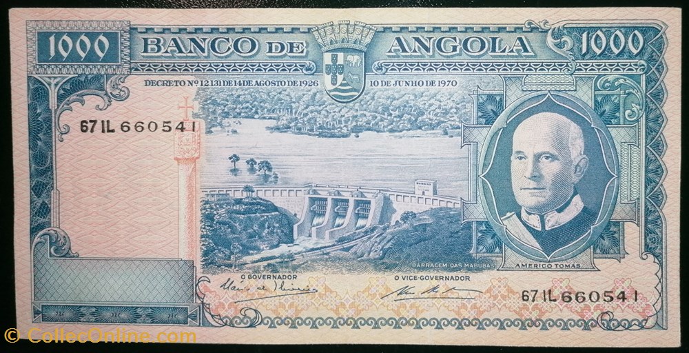 billet afrique angola p 098 1000 escudos 1970