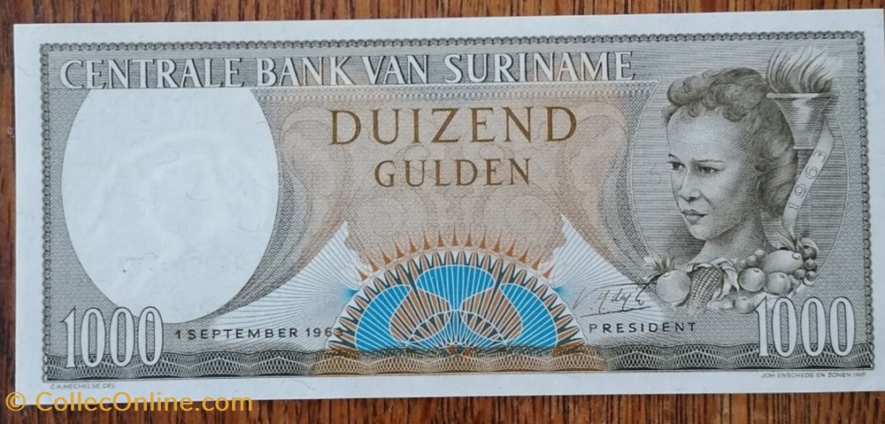 1 000 Gulden Surinam 2000 billet amerique du sud suriname 1 000 gulden surinam 2000