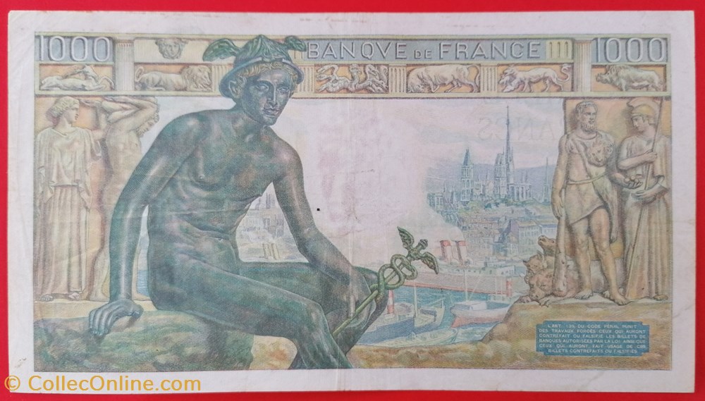 billet europe france p 102a 2 1000 francs demeter 1942