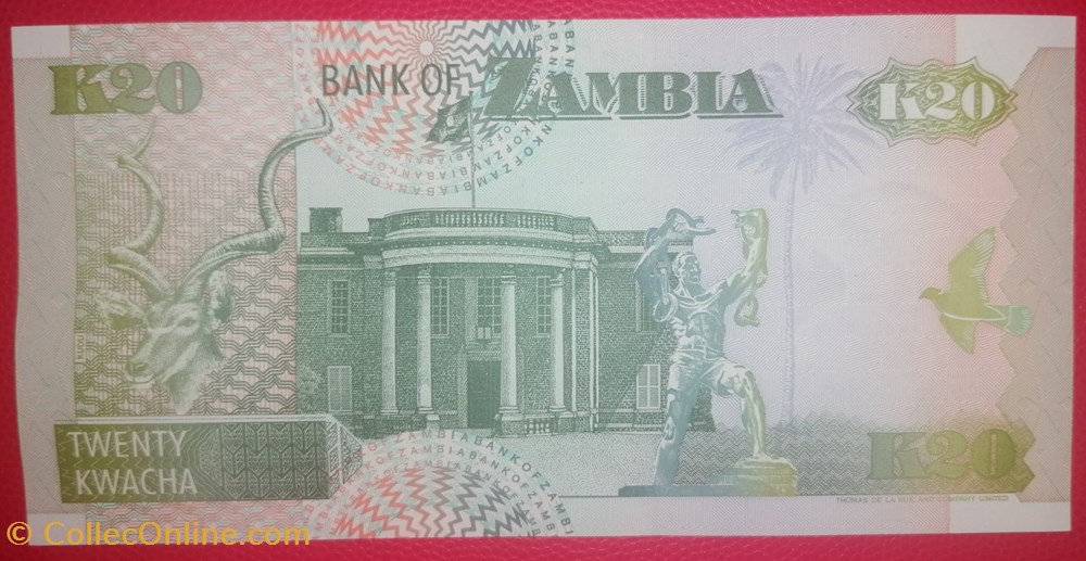 Zambie P-036a 20 Kwacha 1992 billets afrique zambie p 036a 20 kwacha 1992
