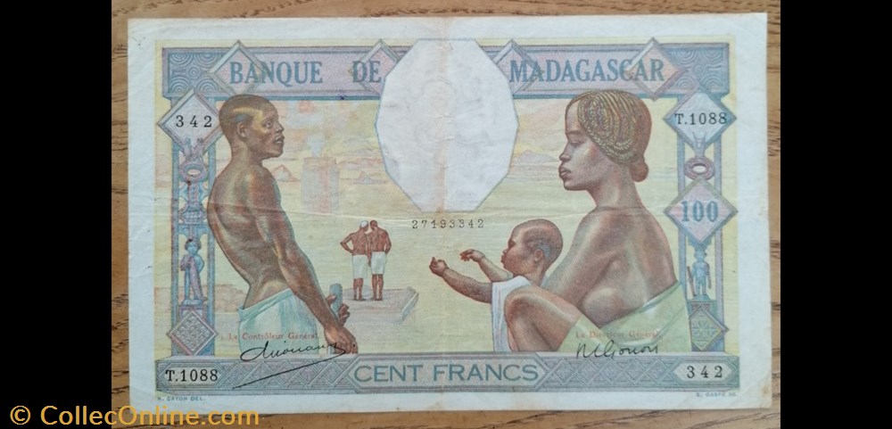 Madagascar P-040a.3 100 francs ND 1937 billet afrique madagascar p 040a 3 100 francs nd 1937