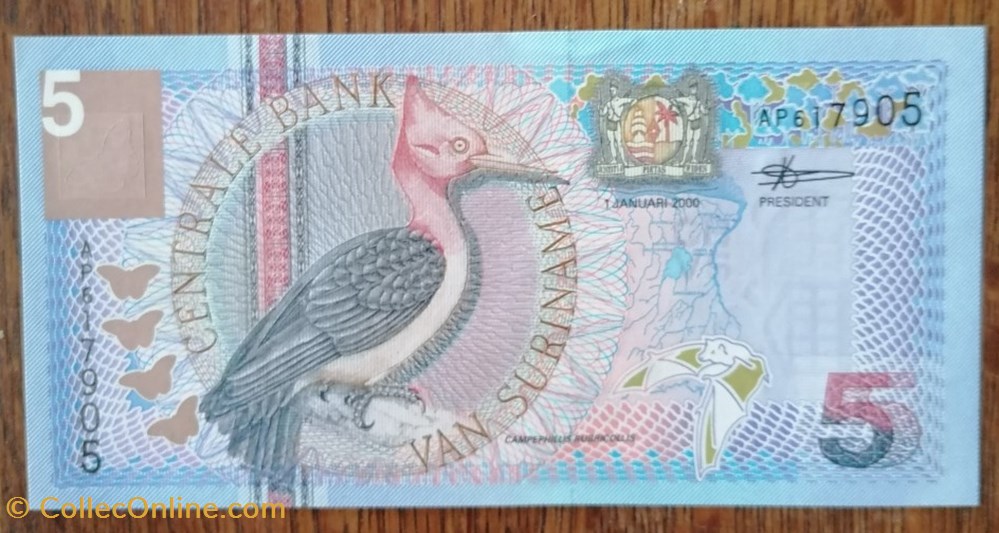 5 Gulden Surinam 2000 billet amerique du sud suriname 5 gulden surinam 2000