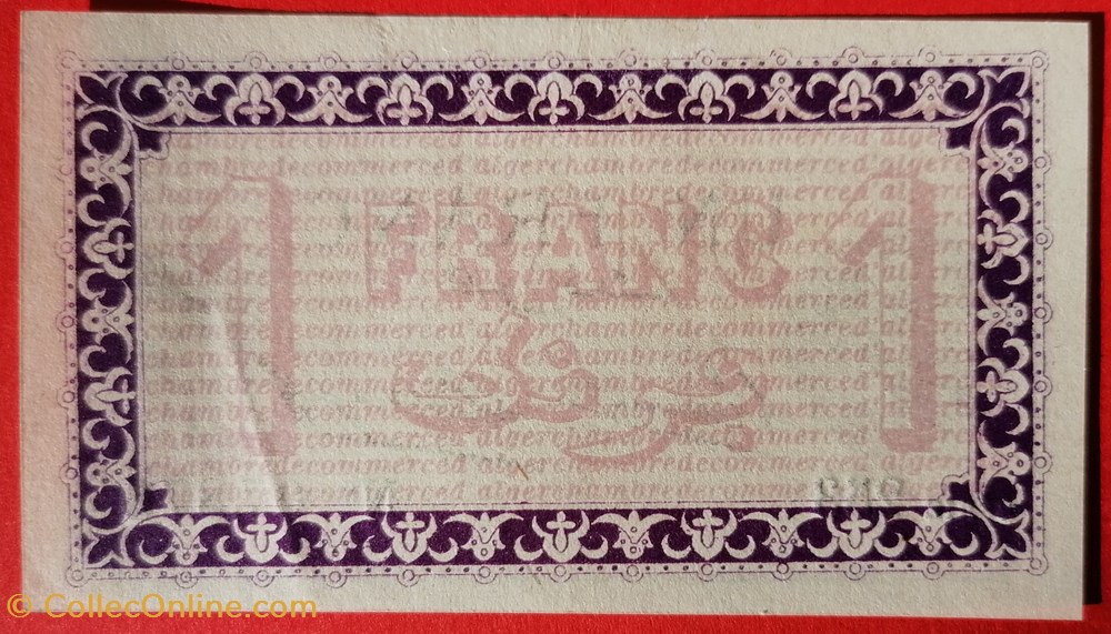 Algérie chambre de commerce d'Alger JP.137.1 1 franc 1914 billet afrique algerie chambre de commerce alger jp 137 1 1 franc 1914