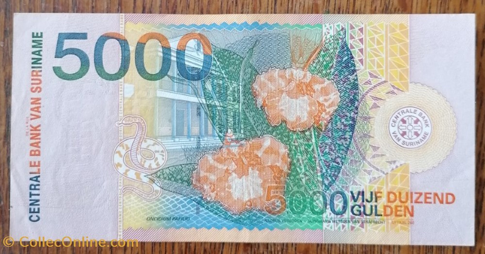 billet amerique du sud suriname 5 000 gulden surinam 2000
