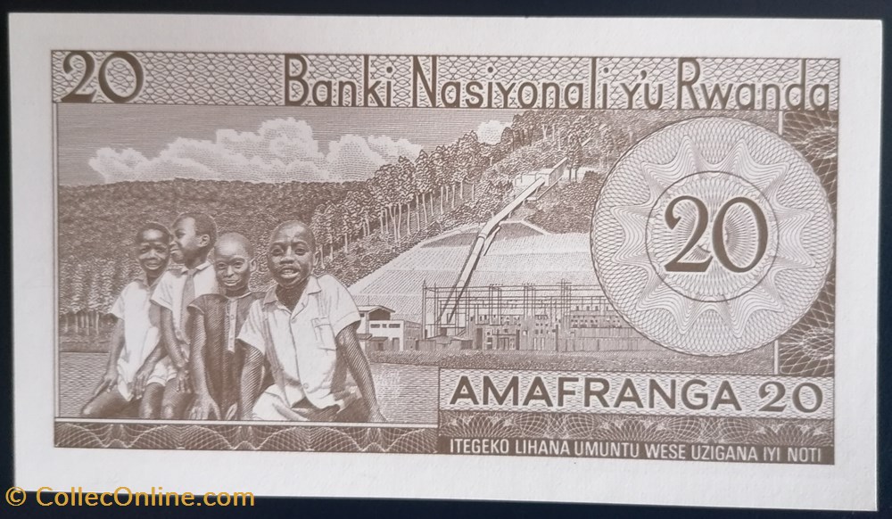 Rwanda P-006e 20 francs 1976 billet afrique rwandum rwanda p 006e 20 francs 1976