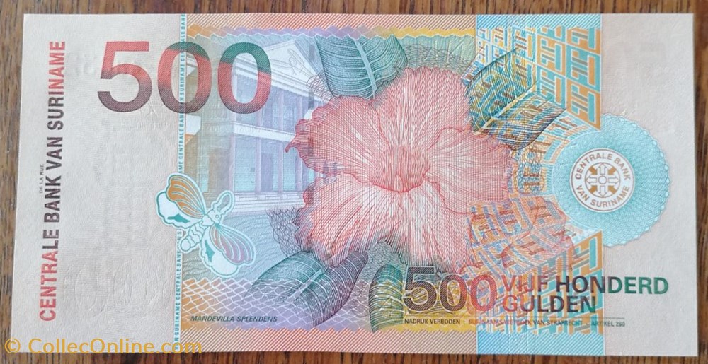 500 Gulden Surinam 2000 billet amerique du sud suriname 500 gulden surinam 2000