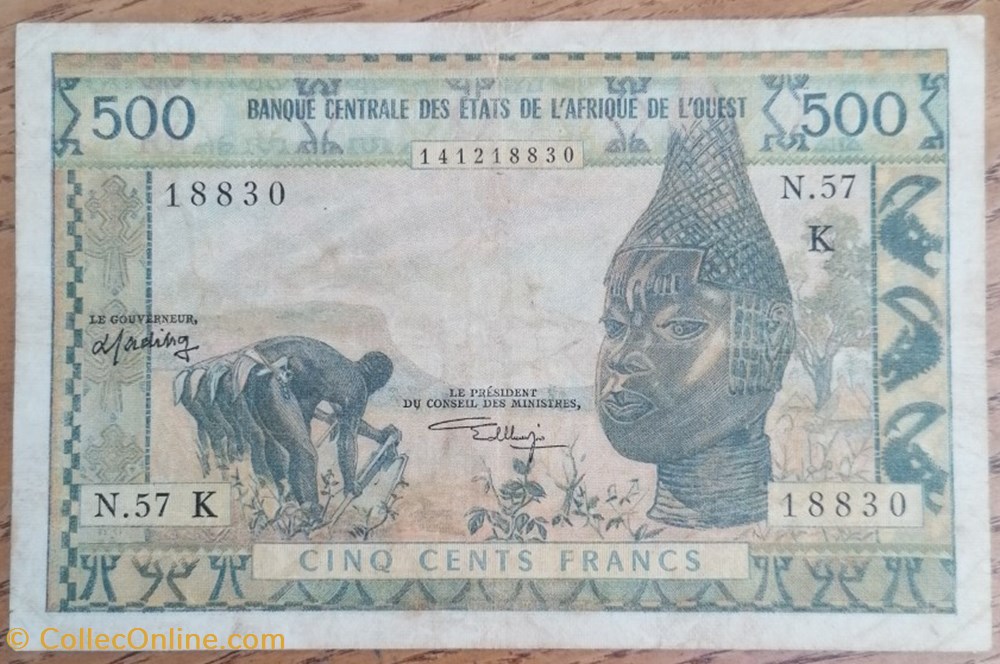 Afrique de l'ouest (Etats d') P-702 Kl 500 francs 1965 billet afrique de ouest etats p 702 kl 500 francs 1965