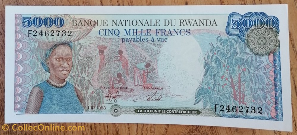billet afrique rwandum rwanda p 022a 5000 francs 1988