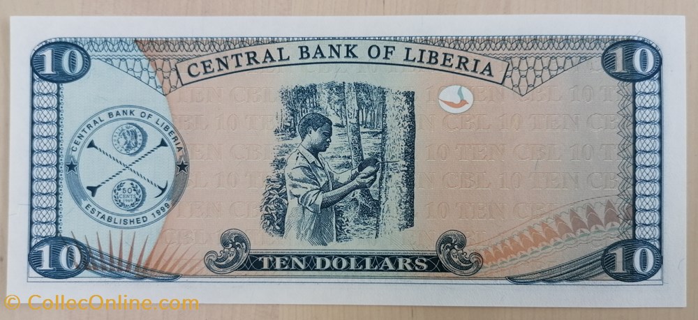 billets afrique liberia p 027a 10 dollars 2003