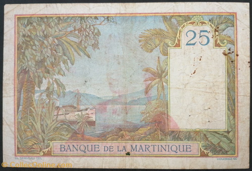 Martinique P-012a.2 25 francs 1930-45 ND billets amerique centrale et caraibes martinique p 012a 2 25 francs 1930 45 nd