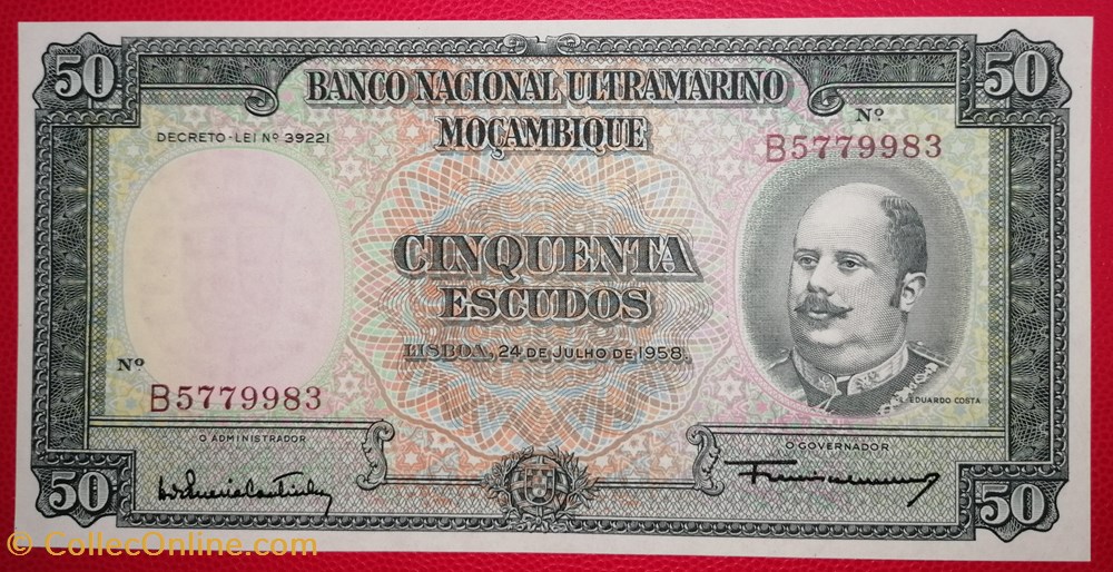 Mozambique P-106a.1 50 escudos mozambicains 1958 billets afrique mozambique p 106a 1 50 escudos mozambicains 1958