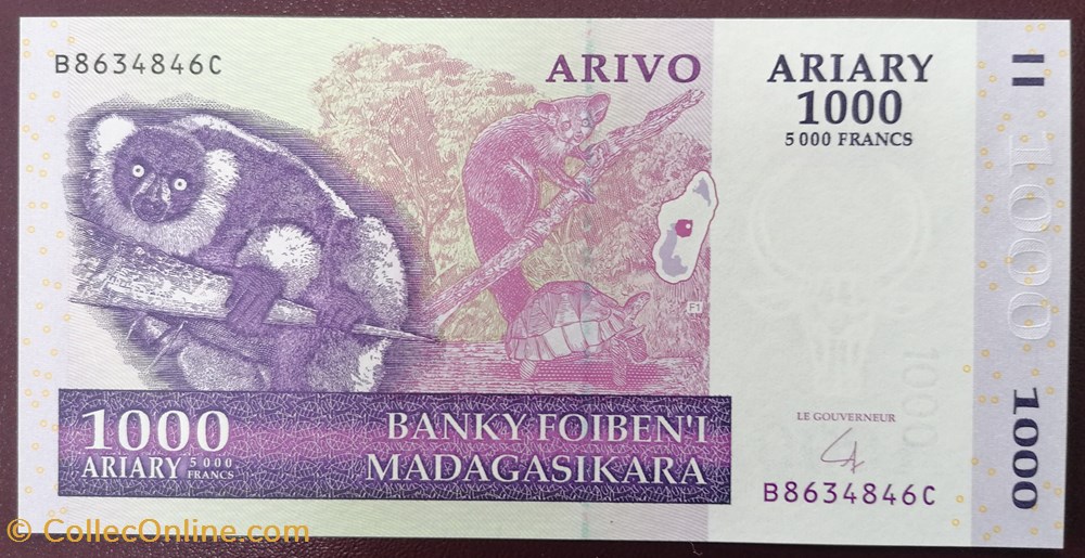 Madagascar P-089b 1000 ariary 2004 billet afrique madagascar p 089b 1000 ariary 2004
