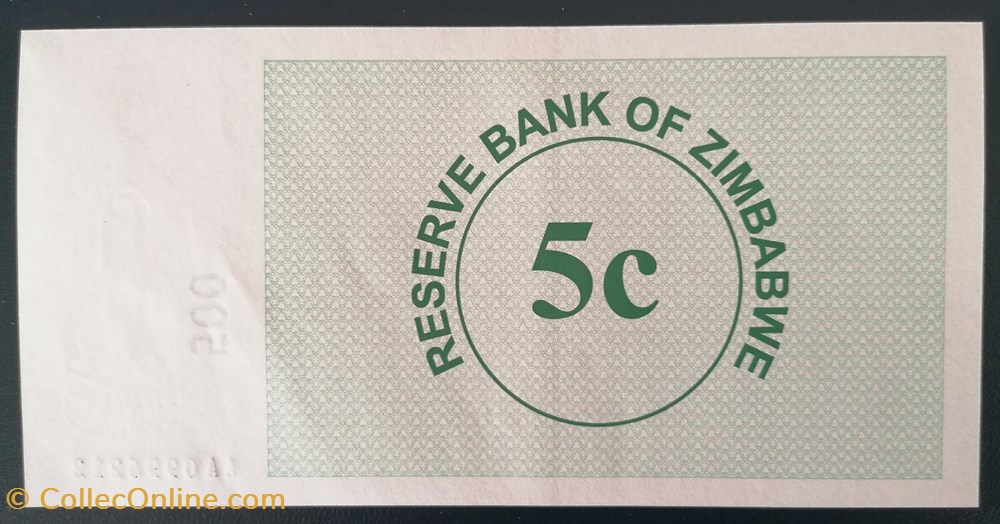 billet afrique zimbabwe p 034 5 cents 2007