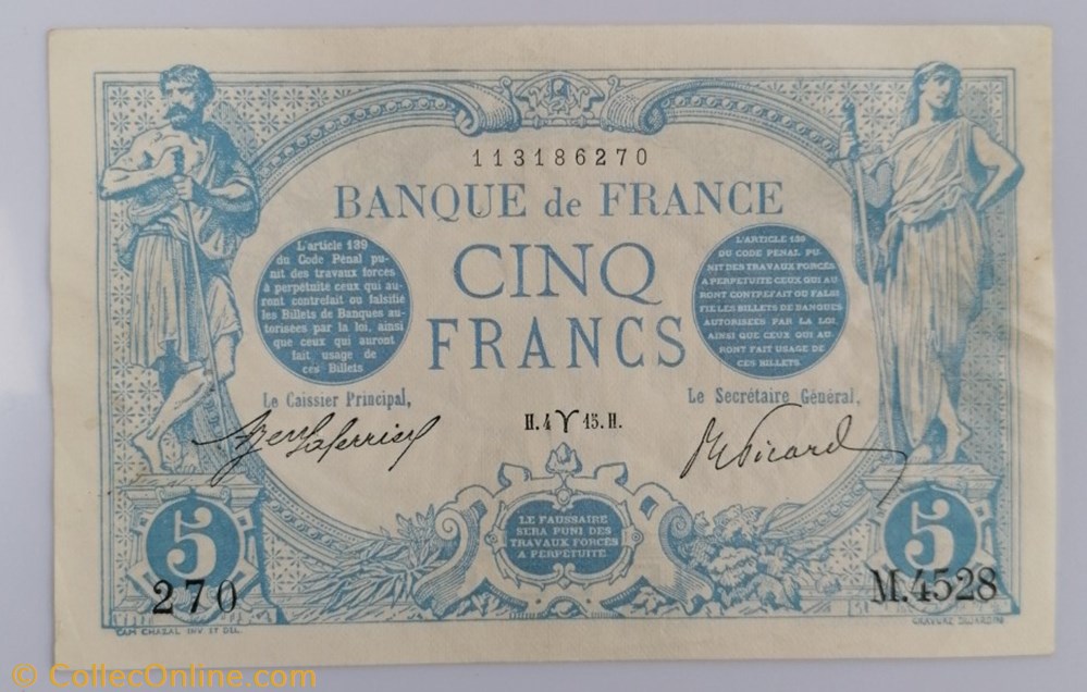 France P-070a 5 francs type 1905 billet europe france p 070a 5 francs type 1905