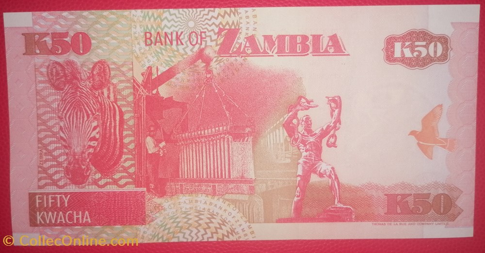 Zambie P-37a 50 Kwacha 1992 billets afrique zambie p 37a 50 kwacha 1992