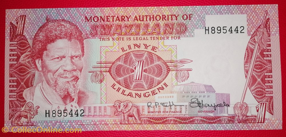 Swaziland P-001 1 Lilangeni 1974 billets afrique swaziland p 001 1 lilangeni 1974