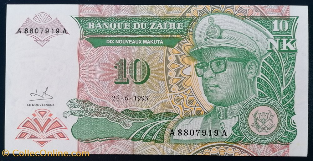 billet afrique zaire p 049 10 nouveaux makuta 1993
