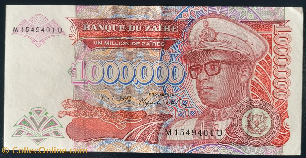 Zaïre P-044a 1 000 000 zaïres 1992 billet afrique zaire p 044a 1 000 000 zaires 1992
