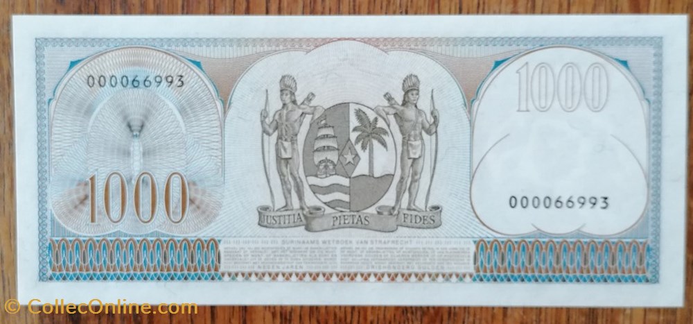 1 000 Gulden Surinam 2000 billet amerique du sud suriname 1 000 gulden surinam 2000