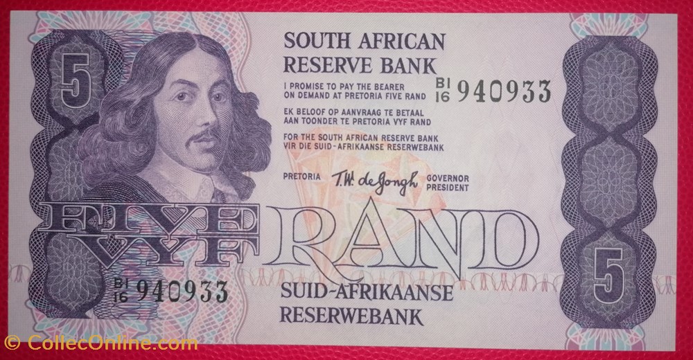 billets afrique du sud p 0119a 2 5 rand 1978