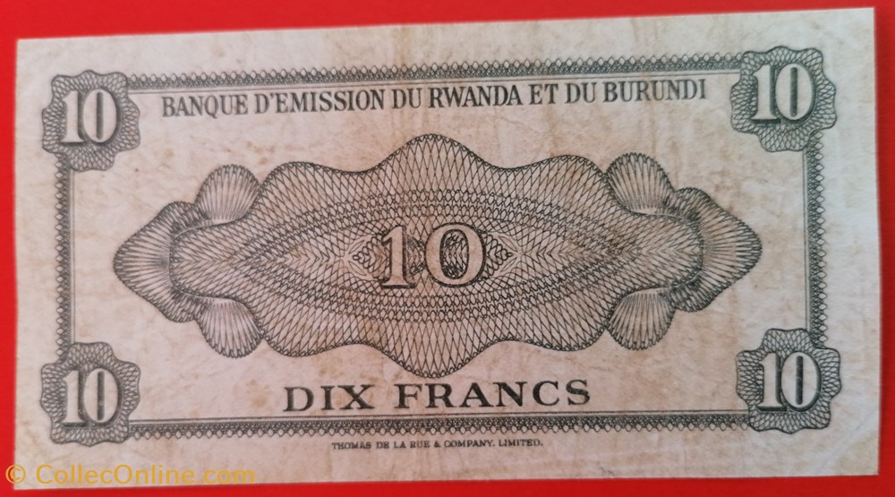 Rwanda Et Burundi P 02a 1 10 Francs 1960 Banknotes Africa Rwanda Et Burundi P 02a 1 10 Francs 1960 Banknotes Africa
