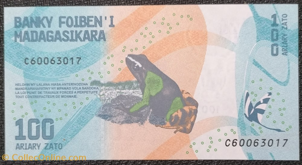 billet afrique madagascar p 097a 100 ariary 2017