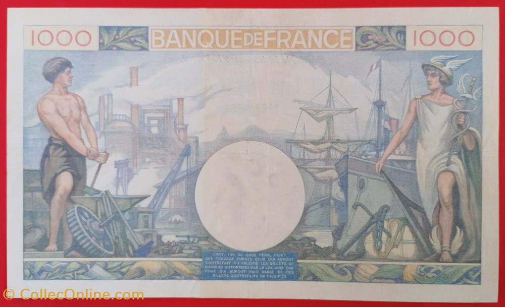 France P-096a.1 1000 francs commerce et industrie 1940 billet europe france p 096a 1 1000 francs commerce et industrie 1940