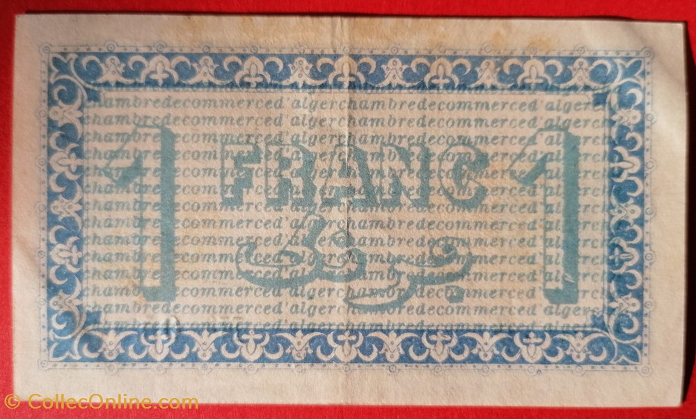 Algérie chambre de commerce d'Alger JP.137.12 1 franc 1919 billets afrique algerie chambre de commerce alger jp 137 12 1 franc 1919