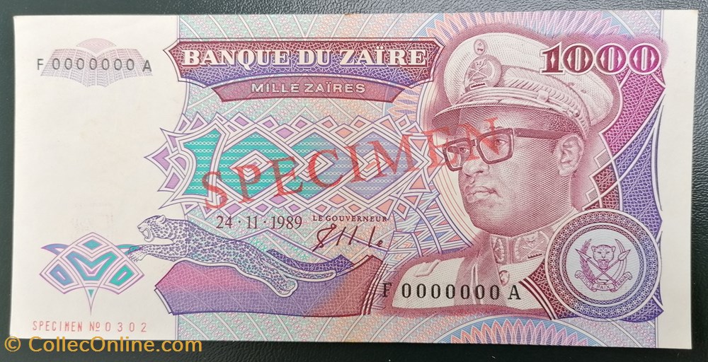 billets afrique zaire p 035s 1 000 zaires 1989