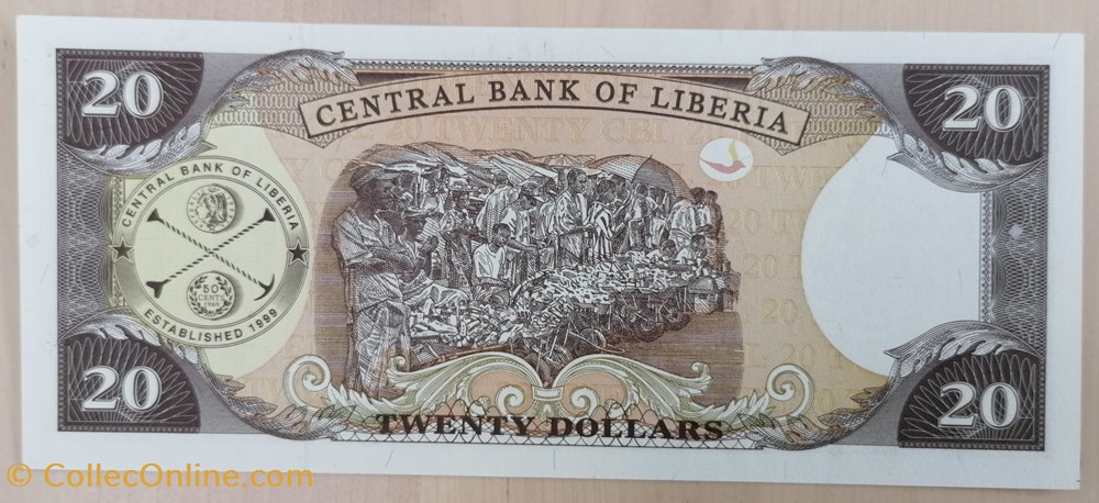 billets afrique liberia p 028b 20 dollars 2004