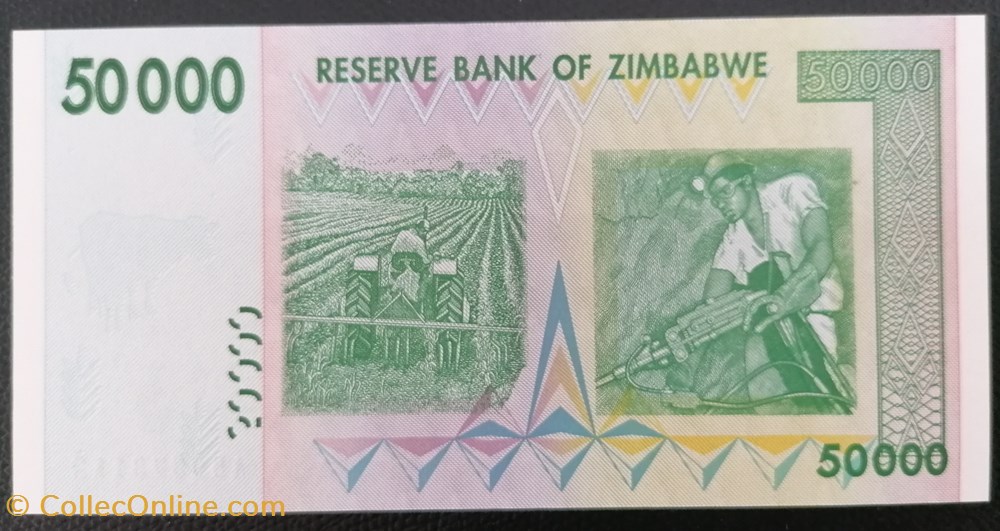 billet afrique zimbabwe p 074 50 000 dollars 2008