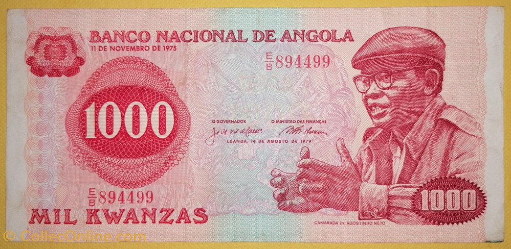 Angola P-117a 1000 Kwanzas 1979 billets afrique angola p 117a 1000 kwanzas 1979