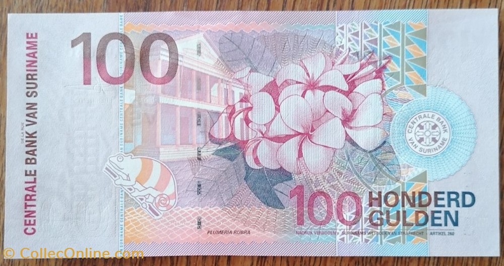100 Gulden Surinam 2000 billet amerique du sud suriname 100 gulden surinam 2000