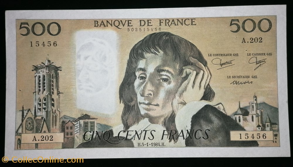 France P-156e.11 500 francs Pascal France 1984 billet europe france p 156e 11 500 francs pascal france 1984
