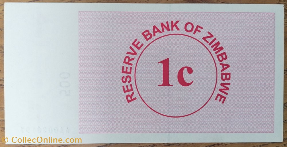 billet afrique zimbabwe p 033 1 cent 2006