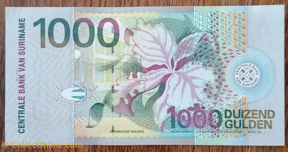 1 000 Gulden Surinam 2000 billet amerique du sud suriname 1 000 gulden surinam 2000