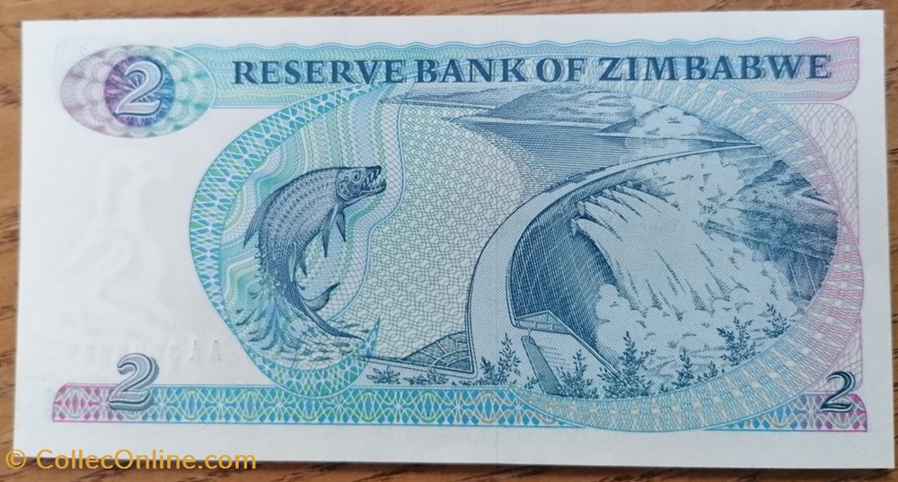 billet afrique zimbabwe p 001b 2 dollars 1983