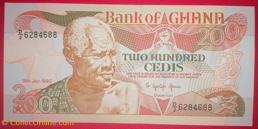 Ghana P-027b.2 200 cedis 1990 billets afrique ghana p 027b 2 200 cedis 1990