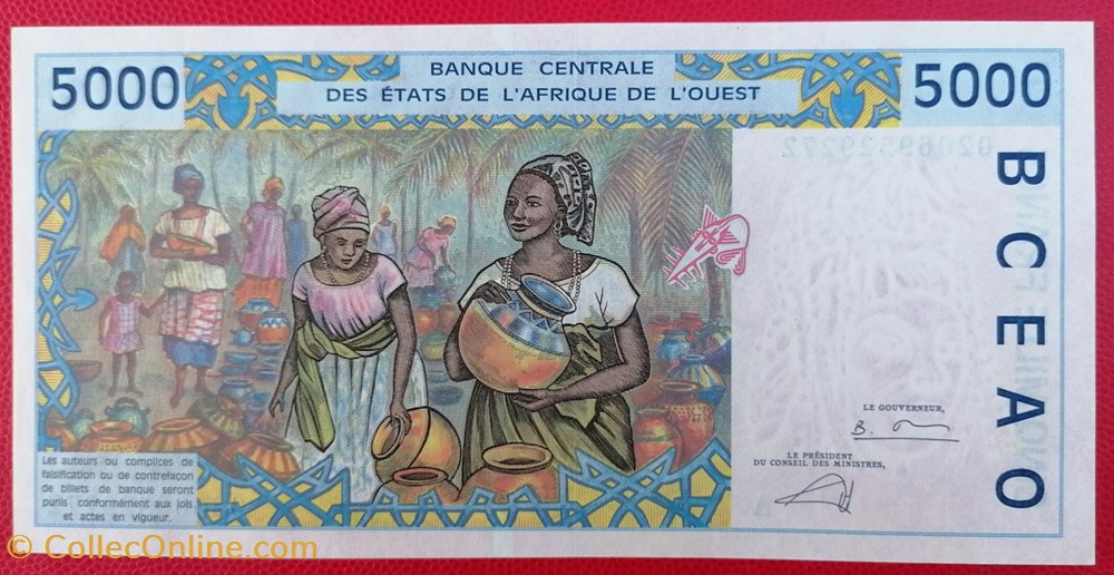 Afrique de l'ouest (Etats d') P-113Ai 5000 francs 1999 billets l afrique de ouest etats p 113ai 5000 francs 1999